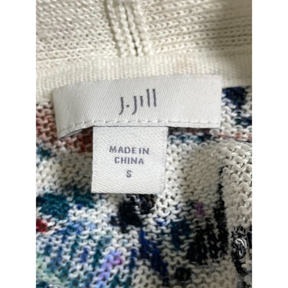 J. Jill Floral Open Front Linen Blend Cardigan Women Size Small Lightweight - Picture 3 of 16